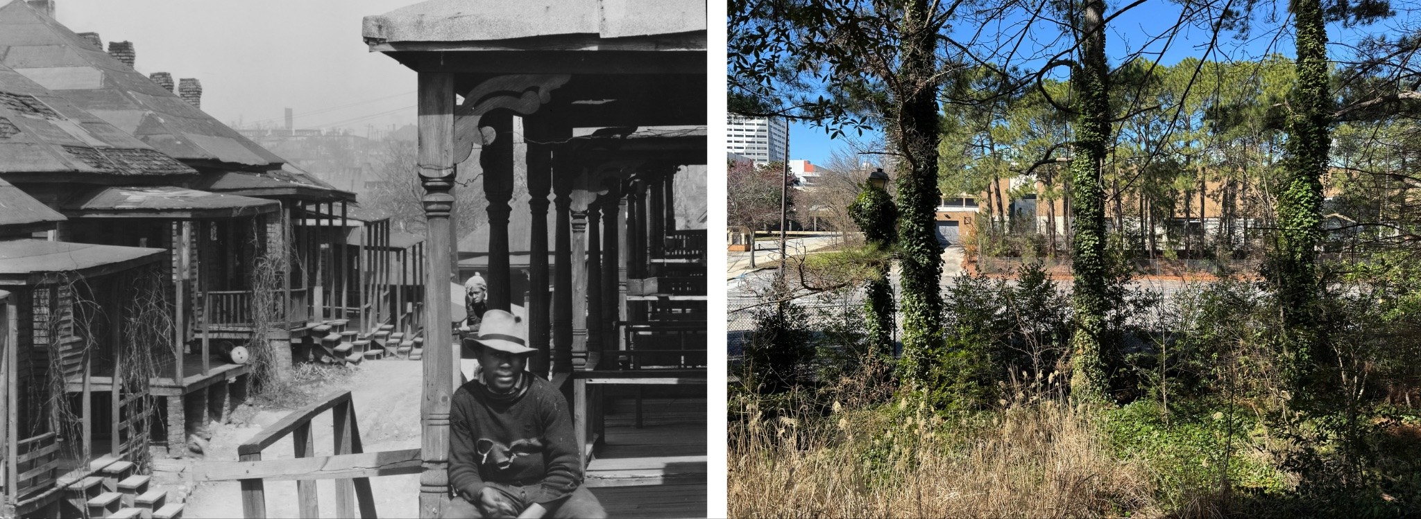 Walker Evans, 1936 (left); the same spot today (right)